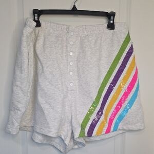 QUEEN OF SPARKLES Gray Shorts with Colorful Stripes